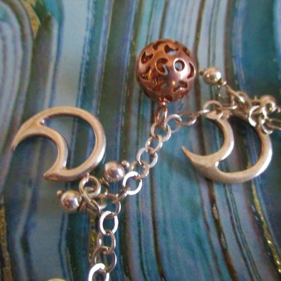 Sterling Silver & Rose Gold Half Moon Bracelet - Picture 4 of 7